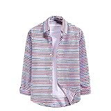 ZAIZAI Männer shirts Männliche Bluse Langarm Lässige Hemden Sommer Streifen Drucken Hemden Hawaiische Männer Kleidung (Color : Pink, Size : L code)