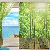 Transparente Vorhänge aus Bambusholz, grüne Holzbretter, Sonnenschein langer Voile, Fenstervorhänge, Verdunklungsstoff für Wohnzimmer, Küche, Badezimmer, Outdoor, Heimdek