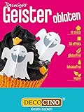 Decocino Halloween Oblaten Geister mit 3D-Effekt (12Stk.) – Torten-Deko | Kuchen-Deko | Muffin-Deko | Cupcake-Deko – Halloween-Deko aus Esspap