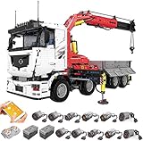 KEAYO Technik Kran LKW Modell, Mould King 19002, Technik Pneumatik Truck mit Fernbedienung und Motors, 8238 Teile Groß Klemmbausteine Bauset Kompatibel mit Lego Technik