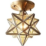 Light Copper Herrnhuter Stern Fixture,Mit Klarglasfarbton Deckenleuchte Messing Flush Mount Deckenlampe Dekoration Für Innenkorridor Aisle Treppe Eingangs Study Room,G