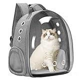 Vailge Haustier Hunde Katzen Rucksack Raumkapsel, Tragbar Transportrucksack Transporttasche für Haustiere Reisen Atmungsaktive Kapsel Rucksack für Katzen Kleine Hunde(Grau)