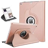 TiMOVO Hülle Geeignet für iPad 9.7 2018/2017, iPad Air 2, iPad Air - 360 Grad Drehung Schutzhülle Lederhülle Drehbar Ständer Auto Schlaf/Aufwach für Apple iPad 5/6th Gen/iPad Air 1/2 - Rose G