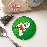 BigBazza Runde runde runde Holz-Untersetzer für Kaffee, Tee, Büro, Küche, Arbeit, Tasse – Retro Vintage 7up Drink Limonade insp