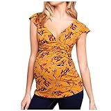 Damen Umstands Kurzarm Umstandsshirt Mutterschaft Blumendruck Umstandsmode Umstands Nursing T-Shirt Tops Umstandstop Schwangerschaft Kurzarm Oberteil für F
