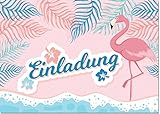 12 Einladungen Flamingo Ohne Text / Einladungskarten Kindergeburtstag Ohne Innentext Passt zu Geburtstag, Poolparty, Gartenparty, Cocktailparty, G