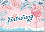 12 Einladungen Flamingo Ohne Text / Einladungskarten Kindergeburtstag Ohne Innentext Passt zu Geburtstag, Poolparty, Gartenparty, Cocktailparty, G