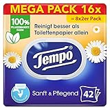 Tempo Feuchte Toilettentücher 'Sanft & Pflegend' - Megapack - 16 Packungen mit je 42 Tüchern - Duo Packs - mit natürlicher Kamille - feuchtes Toilettenpapier, dermatologisch getestet & pH