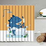 MKIJYD DuschvorhangBadeschwein Duschvorhang Cartoon Alpaka Dinosaurier Niedliche Kinder Badezimmer Dekoration Wasserdichter Vorhang Toilettentrennw