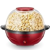 Cozeemax Popcornmaschine, 2 in 1 Popcorn Maker, 24 Tassen, 850W elektrisches Rühren mit Quick-Heat-Technologie, Abnehmbares Heizfläche Antihaftbeschichtung und große Deckel, Spülmaschinenfest, 5 L