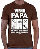 HARIZ Herren T-Shirt Wenn Papa Es Nicht Reparieren Kann Kann Es Keiner 3 Papa Geburtstag Plus Geschenkkarte Braun M