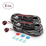 Nilight 10041W 2 Stück 16 AWG Lichtleisten-Kabelbaum-Set – 2 Leitungen 12 V An-Aus-Schalter Power Relais Flachsicherung für Off-Road-Lichter LED-Arbeitsscheinw