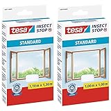 tesa Insect Stop STANDARD Fliegengitter für Fenster, 1 x Fliegen Netz weiß - 110 cm x 130 cm & Insect Stop STANDARD Fliegengitter für Fenster, 1 x Fliegen Netz weiß - 100 cm x 100