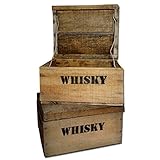 Unbekannt Whisky Holzkiste, Mini (21x27x14,5cm), 2-er Set, Vintage, Weinkiste, Obstkiste mit Deckel und Aufdruck