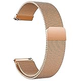 Edelstahl Uhrenarmband Mesh 22mm Roségold Ersatz Metall Armband Edelstahlarmband mit Magnetverschluss Smartwatch Schnellverschluss Watch Uhren Ersatzband für Damen H