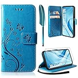 AROYI Lederhülle Kompatibel mit Xiaomi MI 11 Lite 5G / 4G Hülle und Schutzfolie, Flip Wallet Handyhülle PU Leder Tasche Case Kartensteckplätzen Schutzhülle Kompatibel mit Xiaomi MI 11 Lite 5G / 4G