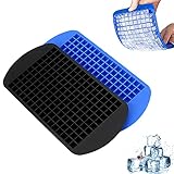 XINCHAO 2 Stück Mini-Eiswürfelform Silicone Eiswürfelschalen 160 Gitter Ice Cube Tray für Küche, Bars, Party, Whisky und Cocktails (Blau + Schwarz)