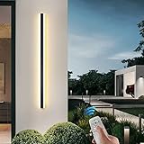 Dimmbar LED Wandleuchte Innen, Modern Wasserdicht Wandlampe Mit Fernbedienung Schalter, Für Garten Front Badezimmer Balkon Flur Treppenhaus Ausenwand Beleuchtung Schwarz Aluminium Außenleuchte (100cm)