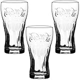 Coca Cola - Set mit 3 Gläsern, Coca-Cola-Relief-Aufschrift, 3D-Optik, Retro-Vintage-Stil, 30 