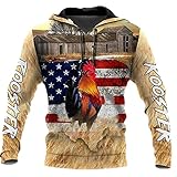 American Game Chicken Hahn USA 3D Druck Hoodie Unisex Mantel Reißverschluss Pullover Sweatshirt Casual Top, 2 Kapuzenpullover, S