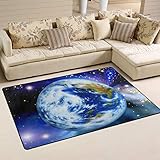 Mnsruu Earth Planet Weltraum Galaxie Bereich Teppich Teppiche rutschfeste Bodenmatte Fußmatten Wohnzimmer Schlafzimmer 100 x 150