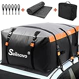 Auto Dachtasche Cargo Carrier 20 Kubikmeter Wasserdicht Dachgepäckträger mit Anti-Rutsch-Matte + 10 verstärkte Gurte + 6 Türhaken passend für alle Fahrzeuge mit/ohne Gepäckträg