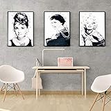 Audrey Hepburn Vintage Poster Schwarz Weiß Pop Art Nordic Wandmalerei Druck Minimalistische Dekoration Bild Wohnkultur | 40x50cmx3 | Kein R