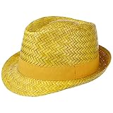 Hutshopping Valencia Strohtrilby Damen/Herren/Kinder - Made in Italy - Trilby aus 100% Stroh - Strohhut mit schmaler Krempe - Fedora mit Ripsfutterband - Frühjahr/Sommer gelb 59