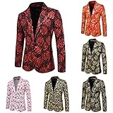 Sunnyuk Herren Floral Smoking Anzugjacke Slim Fit Dinnerjacke Party Prom Hochzeit Blazer Jack