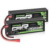 OVONIC RC Lipo Akku 2S 7.4V 6200mAh 50C T Stecker Hardcase LiPo Batterie Zellen für RC Auto Evader Truck Truggy BX Quadcopter Hubschrauber LKW Boot Flugzeug (2 Stück)