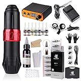 Solong Tattoo Hybrid-Drehstift 5 Tinten 20 Nadelkartuschen Energieversorgung Pedal Tattoo Maschine EK129-EU