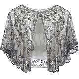 ArtiDeco 1920er Jahre Retro Schal Umschlagtücher für Abendkleider Braut Schal für Hochzeit Party Gatsby Kostüm Accessoires (Grau)