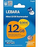 LEBARA Mobile Prepaid SIM Karte ohne Vertrag | 12 GB LTE Datenvolumen in D-Netz Qualität & Allnet Flat + 50 Minuten ins Ausland | Exklusiv nur b