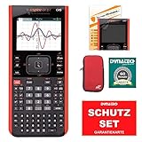 TI-Nspire CX II-T - Taschenrechner CAS Grafikrechner SET Schulrechner Schule Uni + CalcCase Schutztasche Hülle Softy Rot + Garantieverlängerung + Das Buch zum R