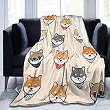 Süße Shiba Inu Japanes Hundeweiche Decke Leichte Flanell-Fleece-Decke für Couch-Bett-Sofa Reisen Überwurf-Decken für das Bett Weiche Decken 100x125
