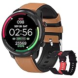 Smartwatch, Herren, Smartwatch, Sportuhr, Schrittzähler, Herzfrequenzmesser, wasserdicht, IP68, Blutdruckmessgerät, Smartwatch, Fitness-Tracker, Stoppuhr, für Android/iOS (braun)
