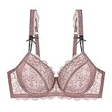 CHY Damen Floraler Spitze Dessous,Nicht Gepolsterte Durchsichtige Sexy Bügel BHS,Komfortabler Push-up Bralette Für Jeden Tag (Color : Pink, Size : 100/44C)