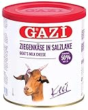 Gazi Ziegenkäse in Salzlake - 1x 400gramm Metalldose - Ziege Ziegen Käse Keci peyniri 50% Fett i.Tr. aus 100% Ziegenmilch, mild, mikrobielles Lab, vegetarisch, glutenfrei, zu Börek, zu S