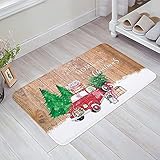 ONMARS Strapazierfähige Badematte, weicher Teppich, Weihnachts-Türmatte für den Inneneingang, Haustür, Weihnachtsmotiv, Weihnachtsbaum, rutschfest, Küchenvorleger, Memory Foam Fuß