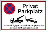 Schild Privat Parkplatz | Alu 30 x 20 cm | Unberechtigt parkende Fahrzeuge Werden kostenpflichtig abgeschleppt! weiß | stabiles Alu Schild mit UV-Schutz | Parkverbot | Dreifke®