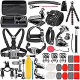 Neewer 50-in-1 Aktionkamera Zubehör Set Kompatibel mit GoPro Hero 10 9 8 Max 7 6 5 4 Schwarz GoPro 2018 Session Fusion Silber Weiß Insta360 DJI Action 2 AKASO APEMAN Campark SJCAM Aktionkamera usw