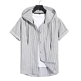 Kurzarm Herren Sommer Mode Strickjacke Gestreift Druck Herren Shirt Modern Loose-Fit Schnürung Herren T-Shirt Täglich Casual All-Match Herren F