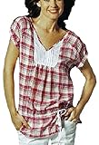 Versandhausware Trendy rot/weiß Karierte Tunika Bluse mit Tunnelzug und Biesen 710360 (48)