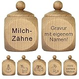 Milchzahndose mit Gravur - Zahndose mit Namen personalisiert - Baby Zahnbox für Milchzähne als Geschenke für Jungen und Mädchen von Geschenk