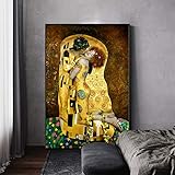 Gustav Klimt Kuss Reproduktionen öLgemäLde Skandinavische Poster Und Drucke Wandkunst Bild FüR Wohnzimmerdekoration 80x120cm(32x47in) R