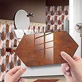 Blsmyxgs 24 Stück Subway Peel and Stick Wandfliesenaufkleber, Rautenform Marmormuster Wasserdicht, Ölfester Aufkleber Fliesen Dekoration Selbstklebend für Küche Badezimmer Wohnzimmer,C