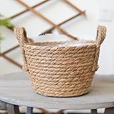 CHANGLIDQ Übertöpfe mit Pflanzkorb Strohlager Korb Woven Korb Wicker Rattan Blumenaufbewahrungsbehälter Für Garten-Hochzeit Dekoration Handgefertigte(20 * 13cm)