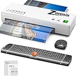 zurenin 4-in-1 Laminiergerät A4 A5 A6, Weiß Laminiermaschine, Laminierset mit 20pcs Laminierfolien, Papierschneider, Eckrunde, Tragbarer Laminator für Bürobedarf & Schreibwaren, Fotos, Datei, Menü