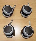 4 x Möbelrolle 50mm Hartbodenrolle Gummi Gewinde M8x30