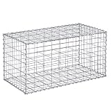 LARMNEE Gabionen 100 x 50 x 50 cm, mit Spiralverbindungen und Distanzhalter, Steinkorb, Steingabione, aus rostfreiem verzinktem Stahl, verwendet als Gartendeko, Pflanzenwand, Silbern EWS25GB02
